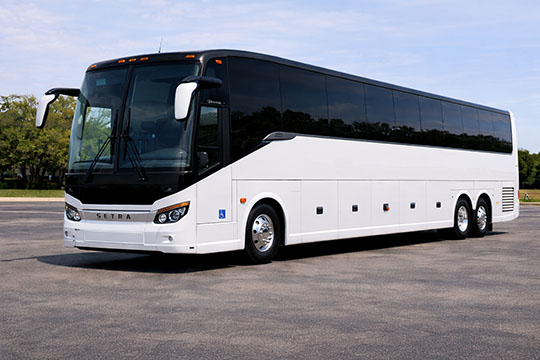 56-passenger charter bus available for charter in Pleasanton, CA
